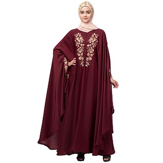 Designer Irani Kaftan with embroidery work- Maroon